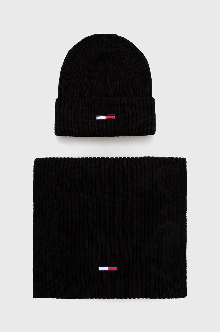 

Шапка и шал Tommy Jeans в черно, Черен