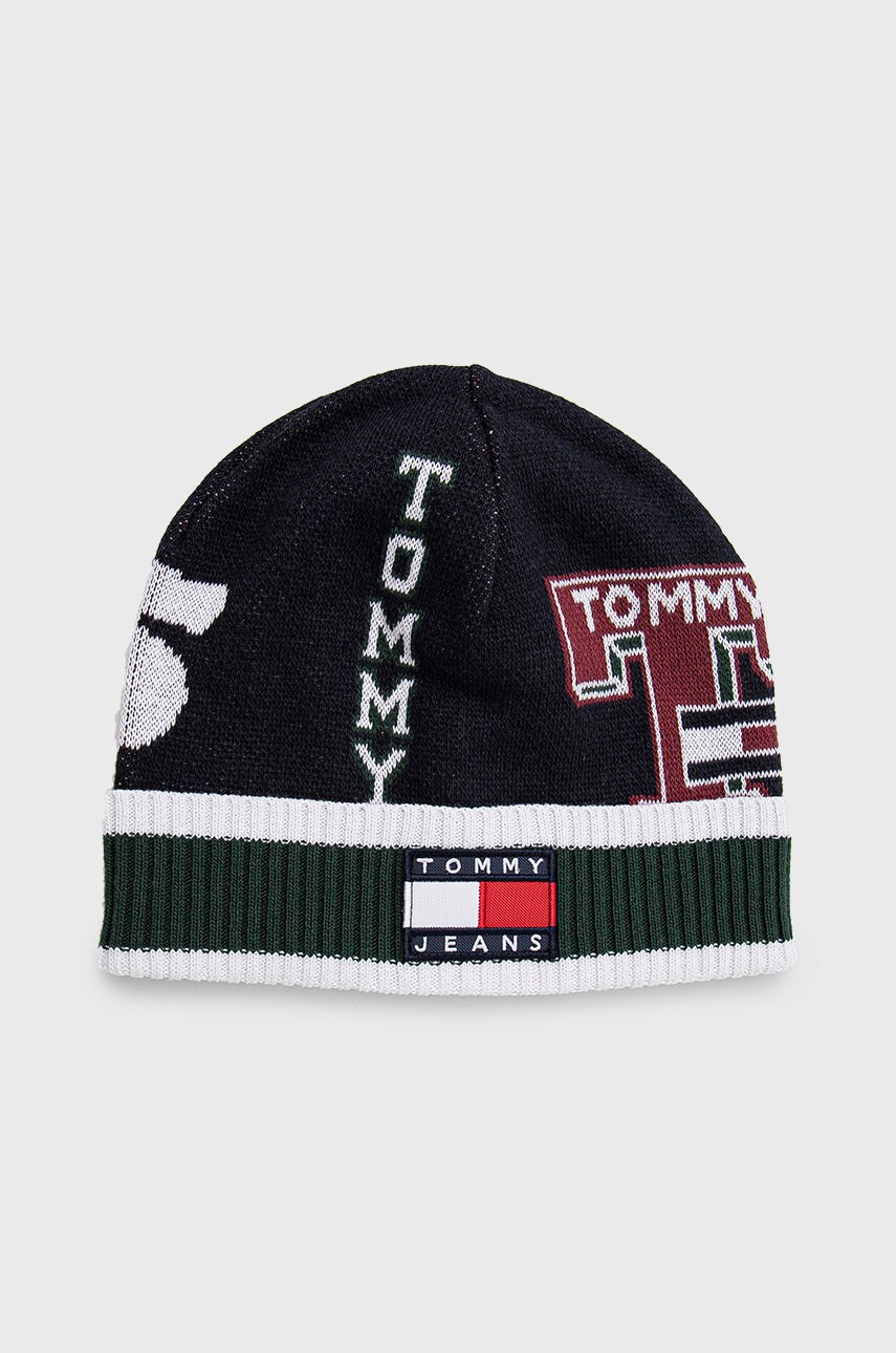 Tommy jeans caciula culoarea verde, din tesatura neteda