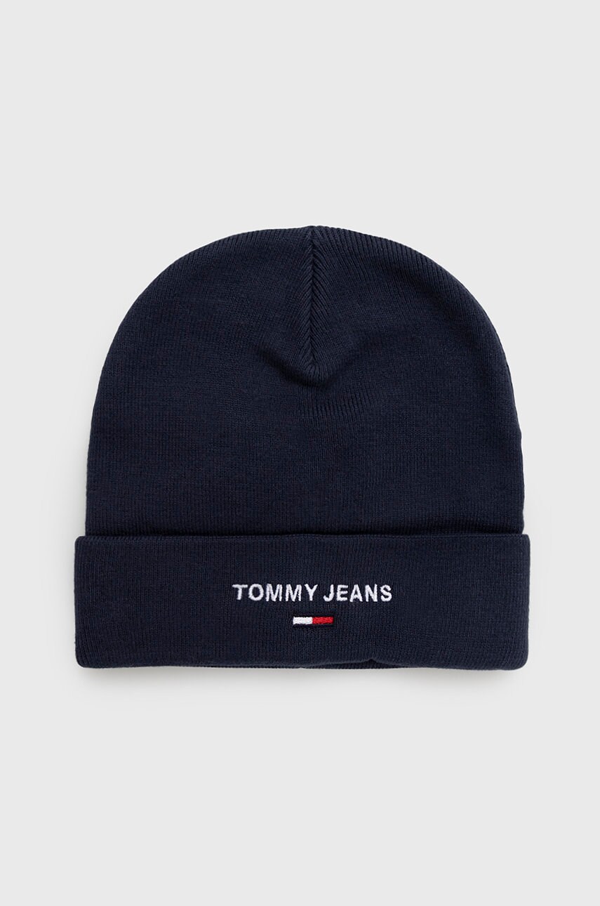 Tommy jeans caciula culoarea albastru marin, din tricot gros