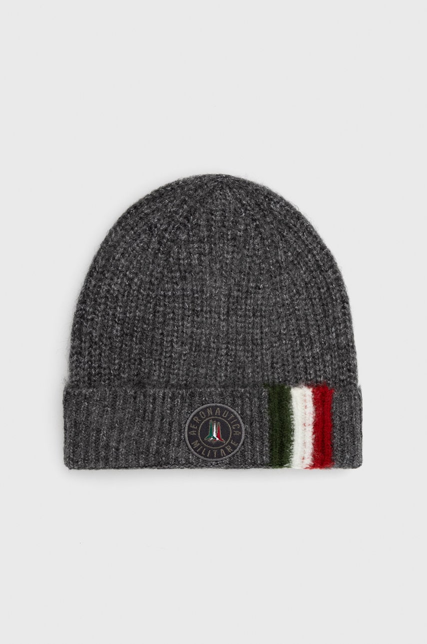 Aeronautica militare caciula culoarea gri, din tricot gros