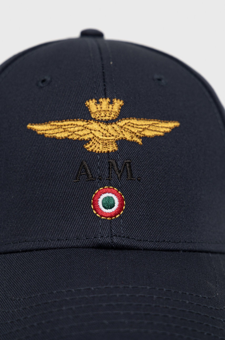 

Хлопковая шапка Aeronautica Militare цвет синий с аппликацией