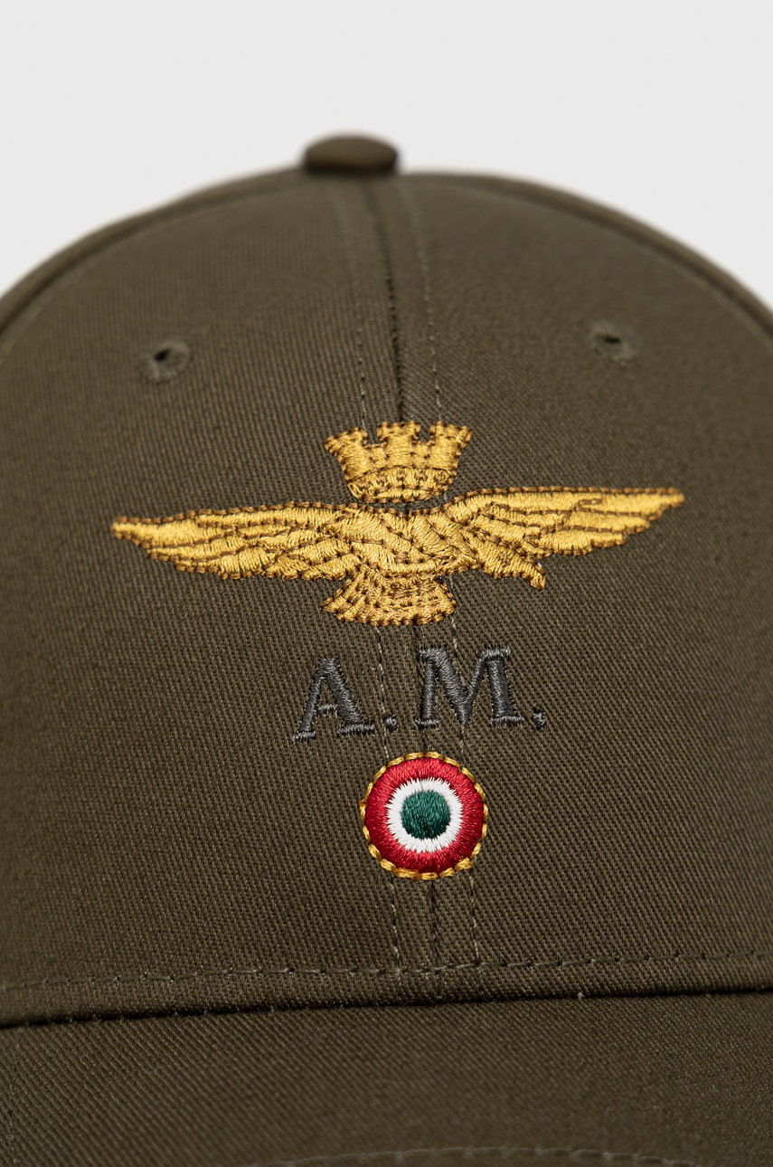 

Хлопковая шапка Aeronautica Militare цвет зелёный с аппликацией