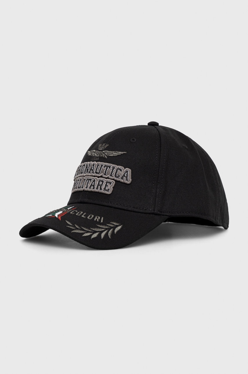 Aeronautica militare șapcă de baseball din bumbac culoarea negru, cu imprimeu
