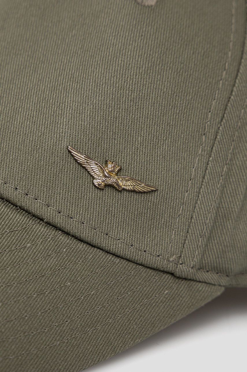 

Бавовняна шапка Aeronautica Militare колір зелений однотонна