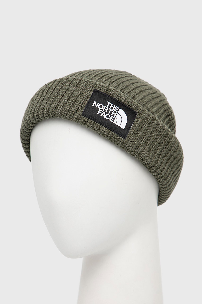 

Шапка The North Face колір зелений з товстого трикотажу