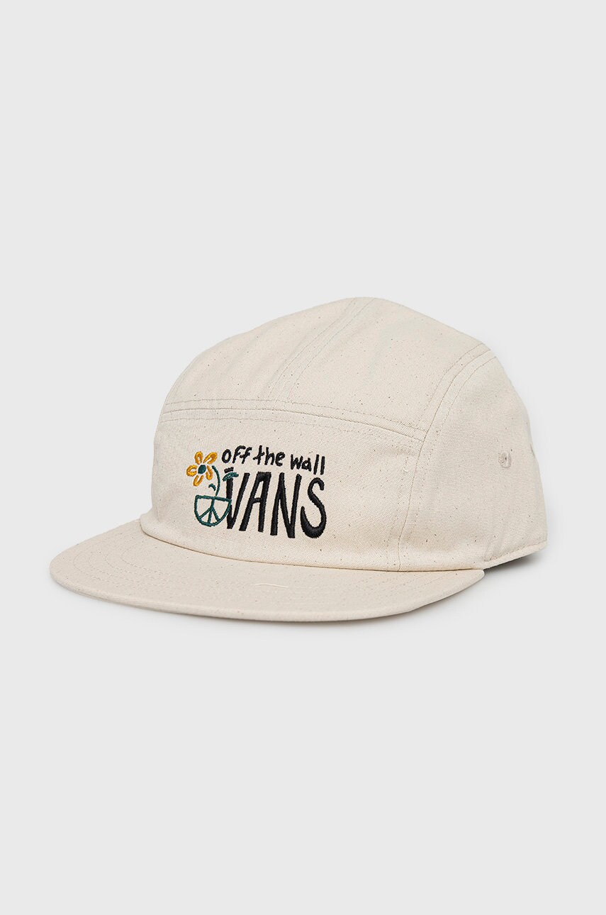 Vans șapcă de baseball din bumbac culoarea bej, neted