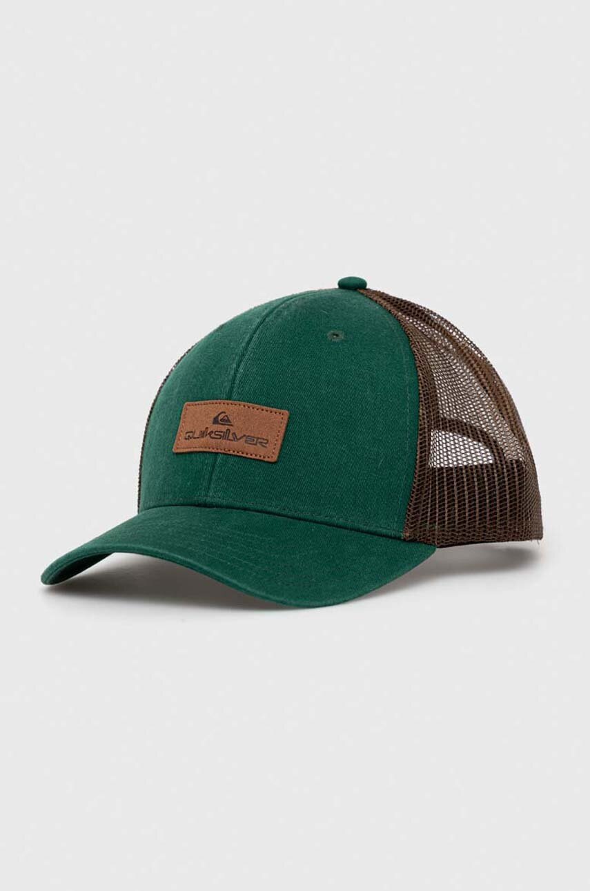 

Шапка с козирка Quiksilver в черно с апликация, Зелен