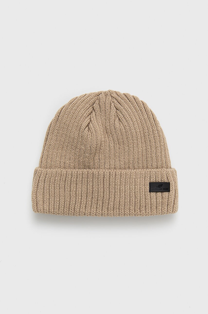 4f caciula culoarea bej, din tricot gros