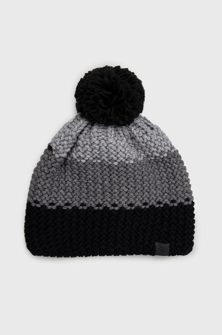 4f caciula din amestec de lana culoarea gri, din tricot gros