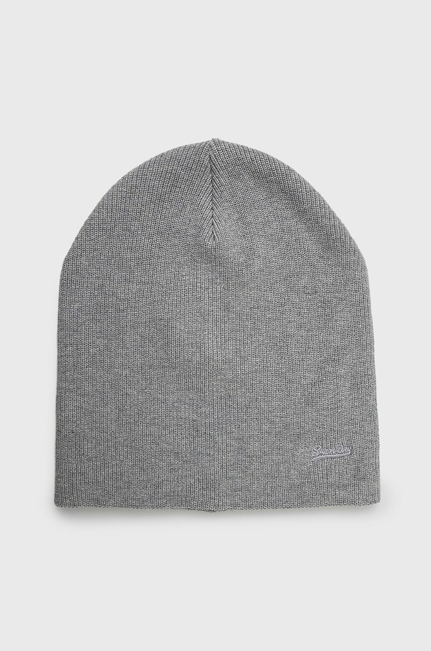 Superdry caciula din bumbac culoarea gri, bumbac