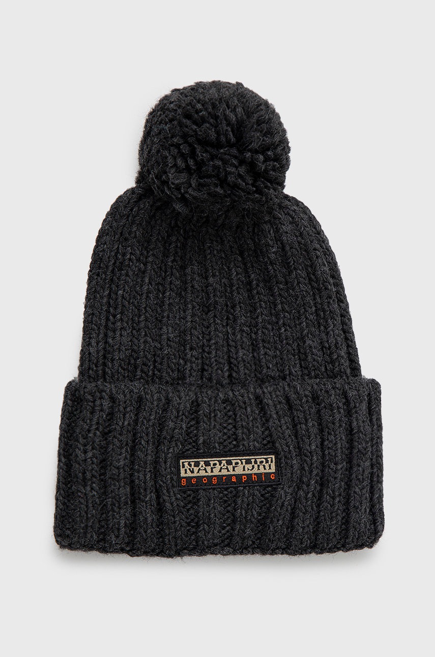 Napapijri căciulă din amestec de lână culoarea gri,