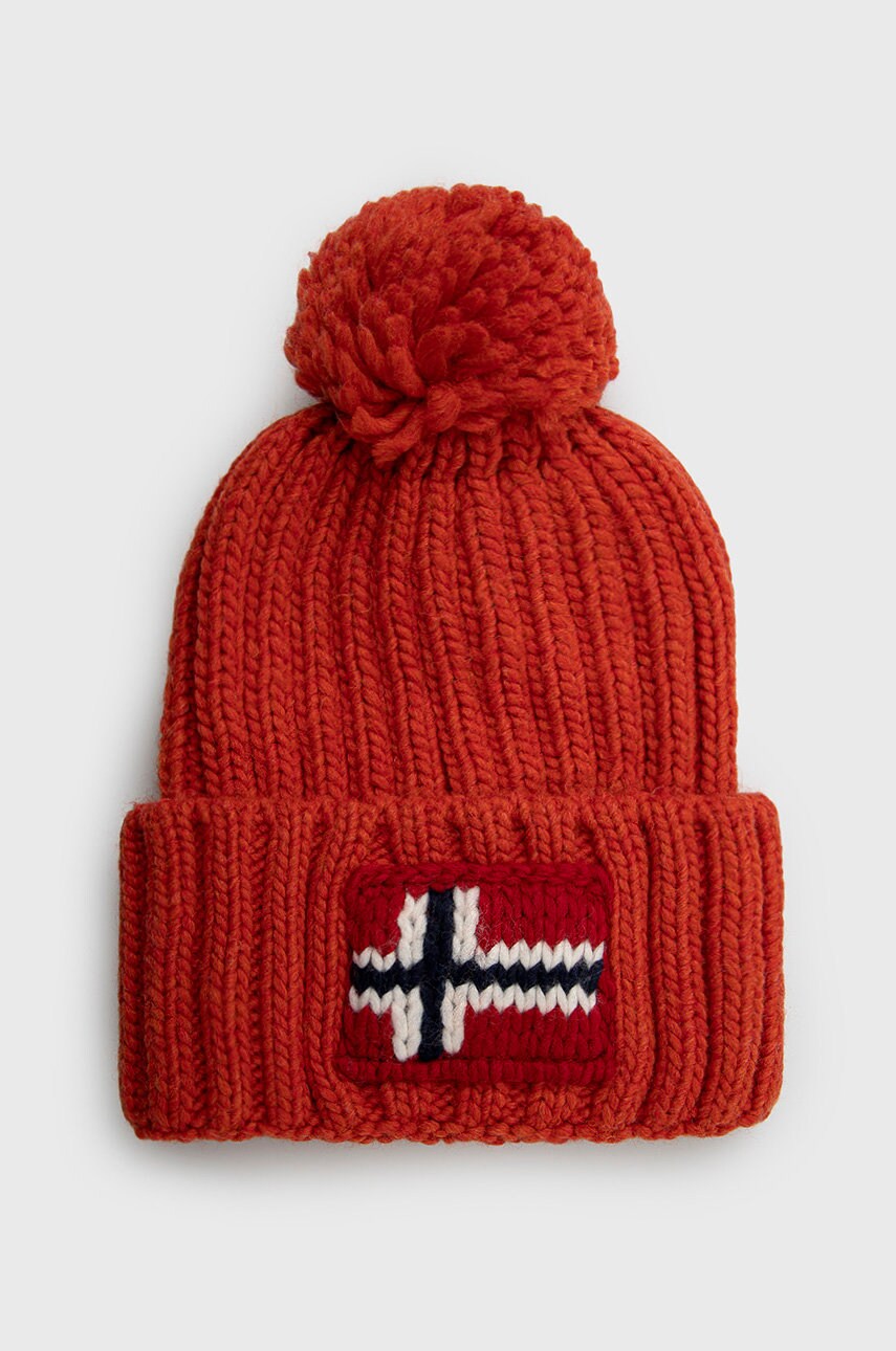 Napapijri caciula din amestec de lana culoarea rosu, din tricot gros