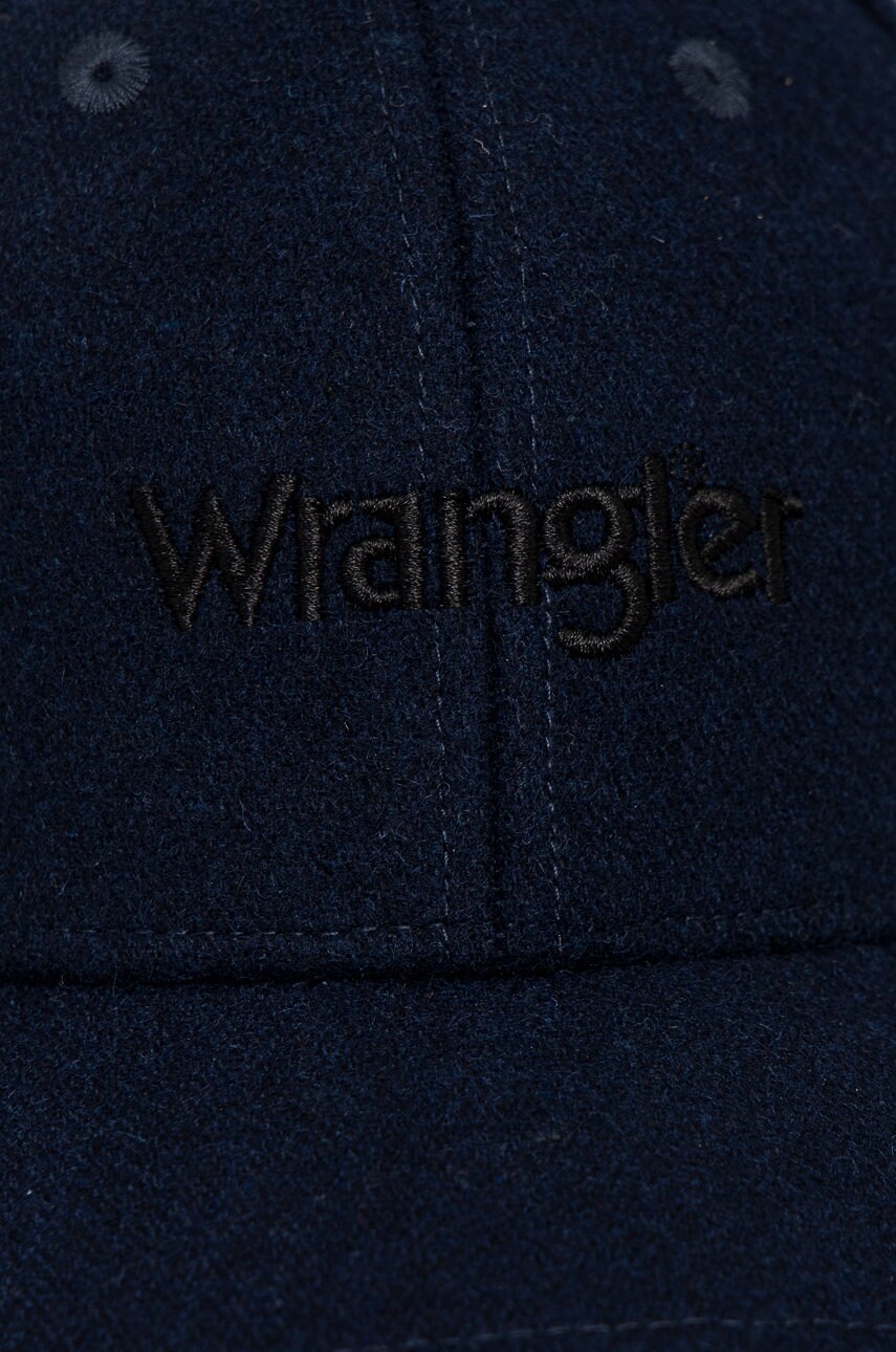 

Вовняна шапка Wrangler колір синій з аплікацією