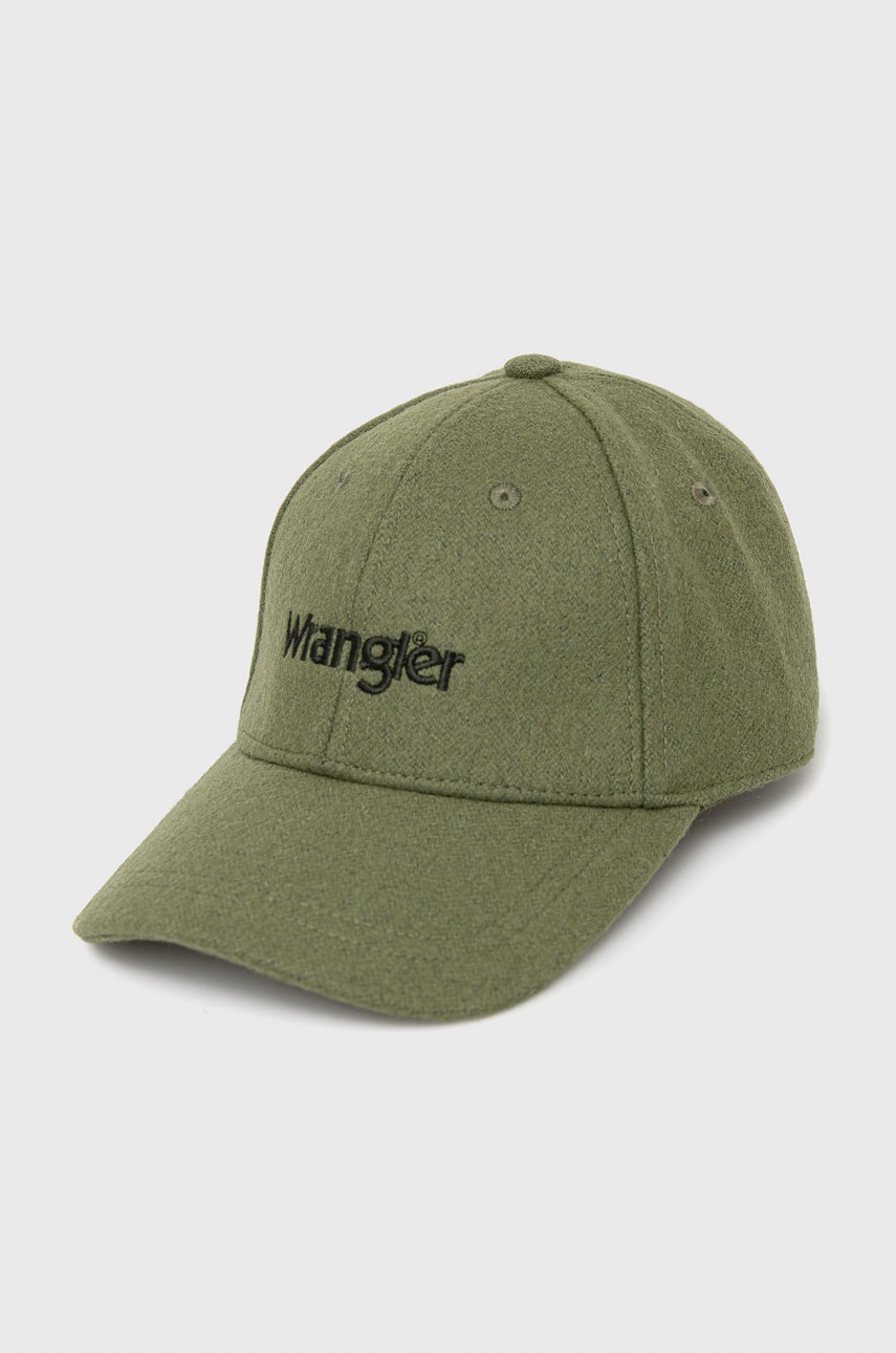 

Вълнена шапка Wrangler в зелено с апликация, Зелен
