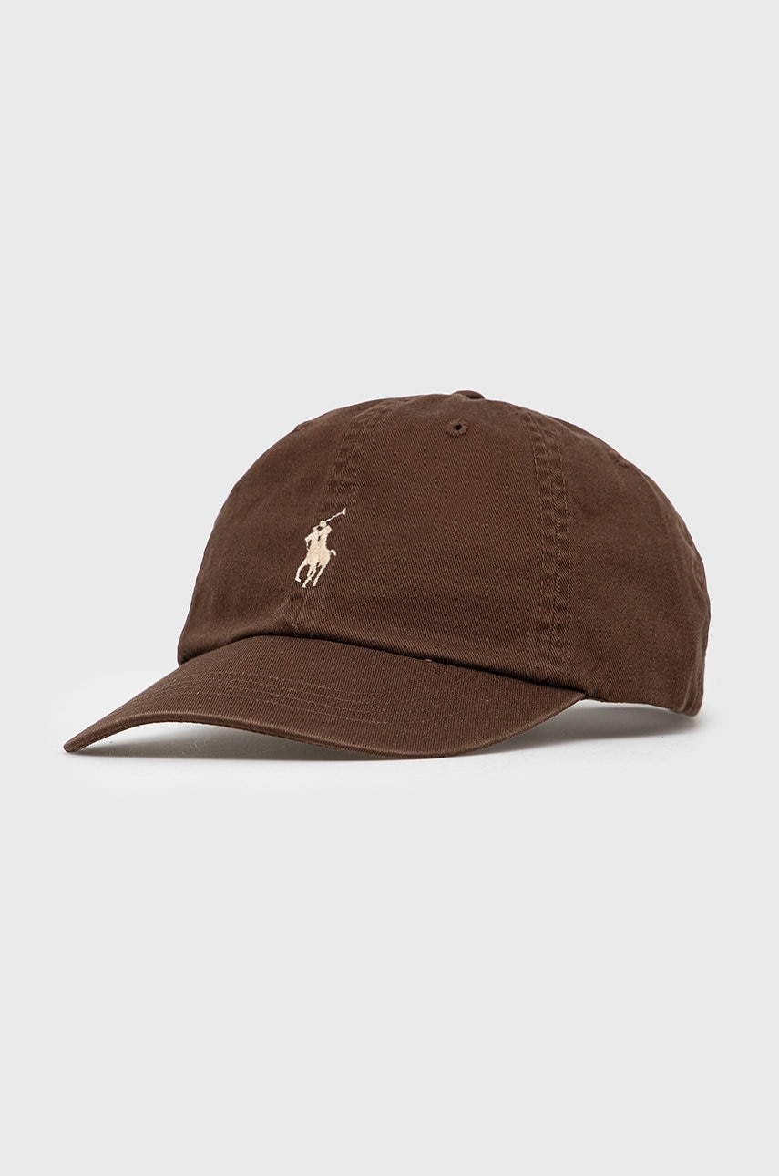 Pamučna kapa sa šiltom Polo Ralph Lauren boja: smeđa, s aplikacijom