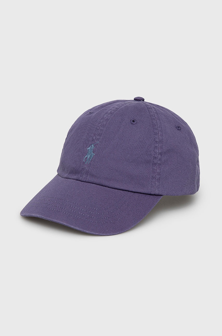 

Памучна шапка с козирка Polo Ralph Lauren в лилаво с апликация, Виолетов