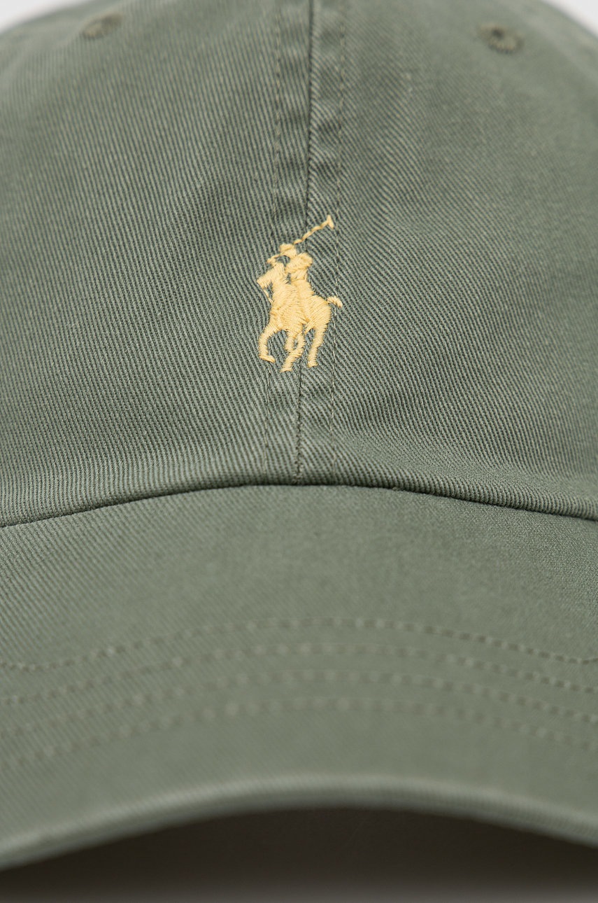 

Бавовняна бейсболка Polo Ralph Lauren колір зелений однотонна