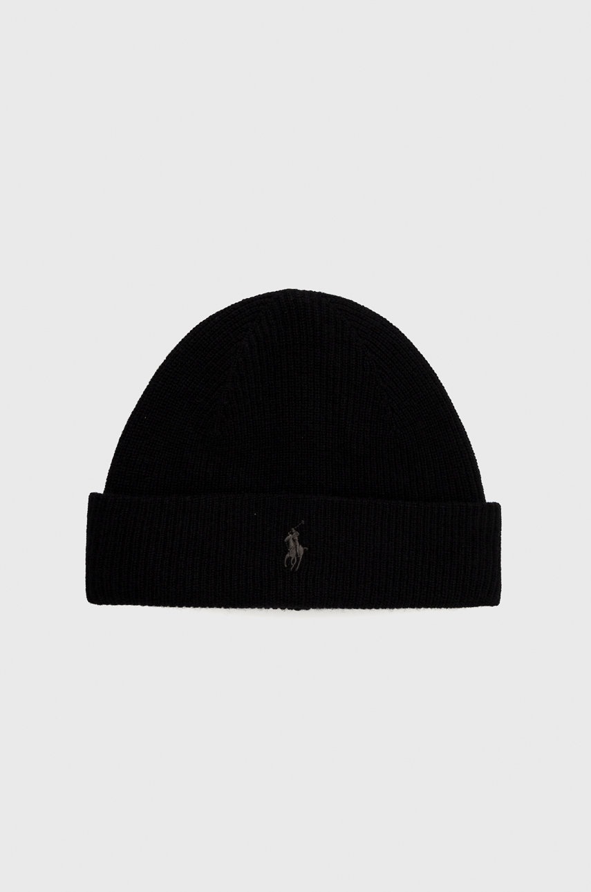 

Кашмирена шапка Polo Ralph Lauren в черно от вълна, Черен