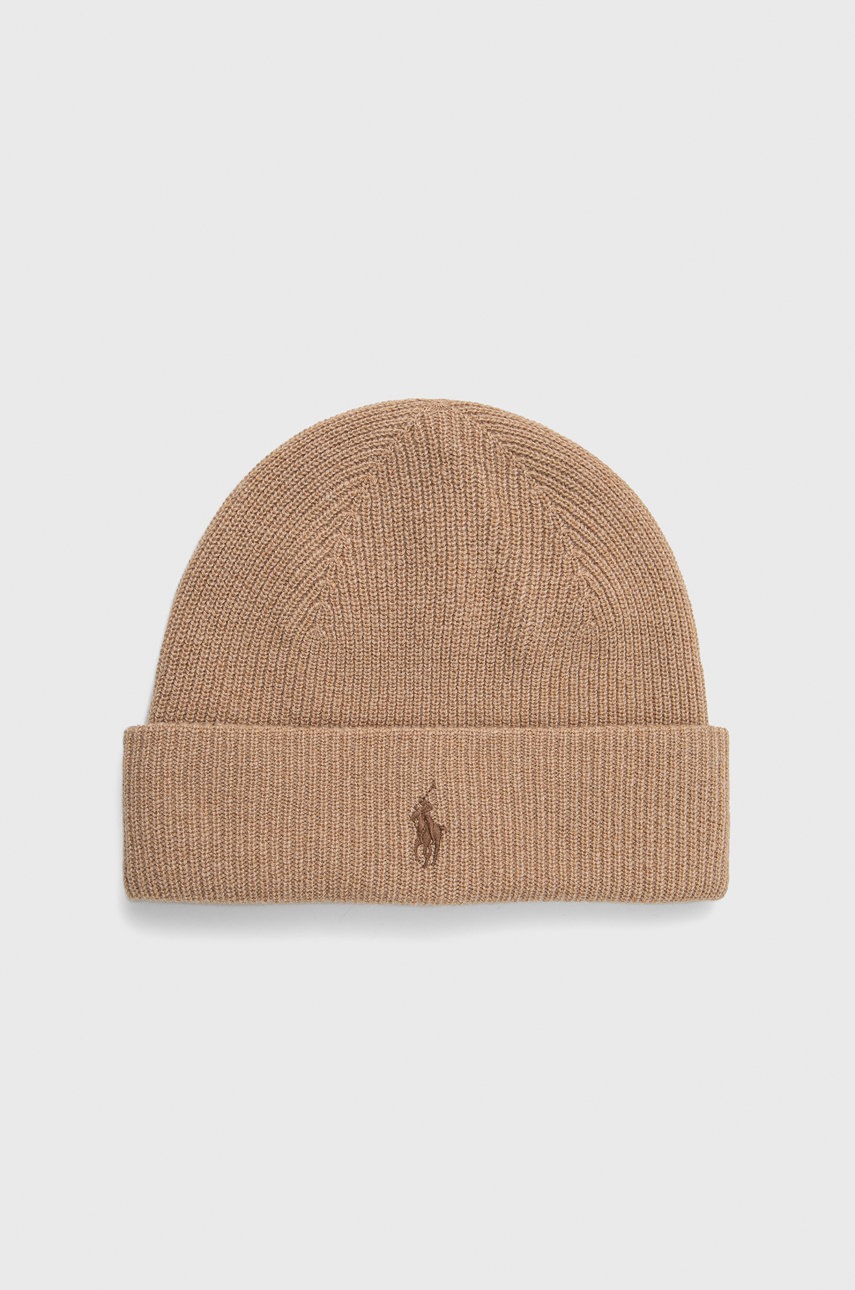 

Кашмирена шапка Polo Ralph Lauren в кафяво от вълна, Кафяв