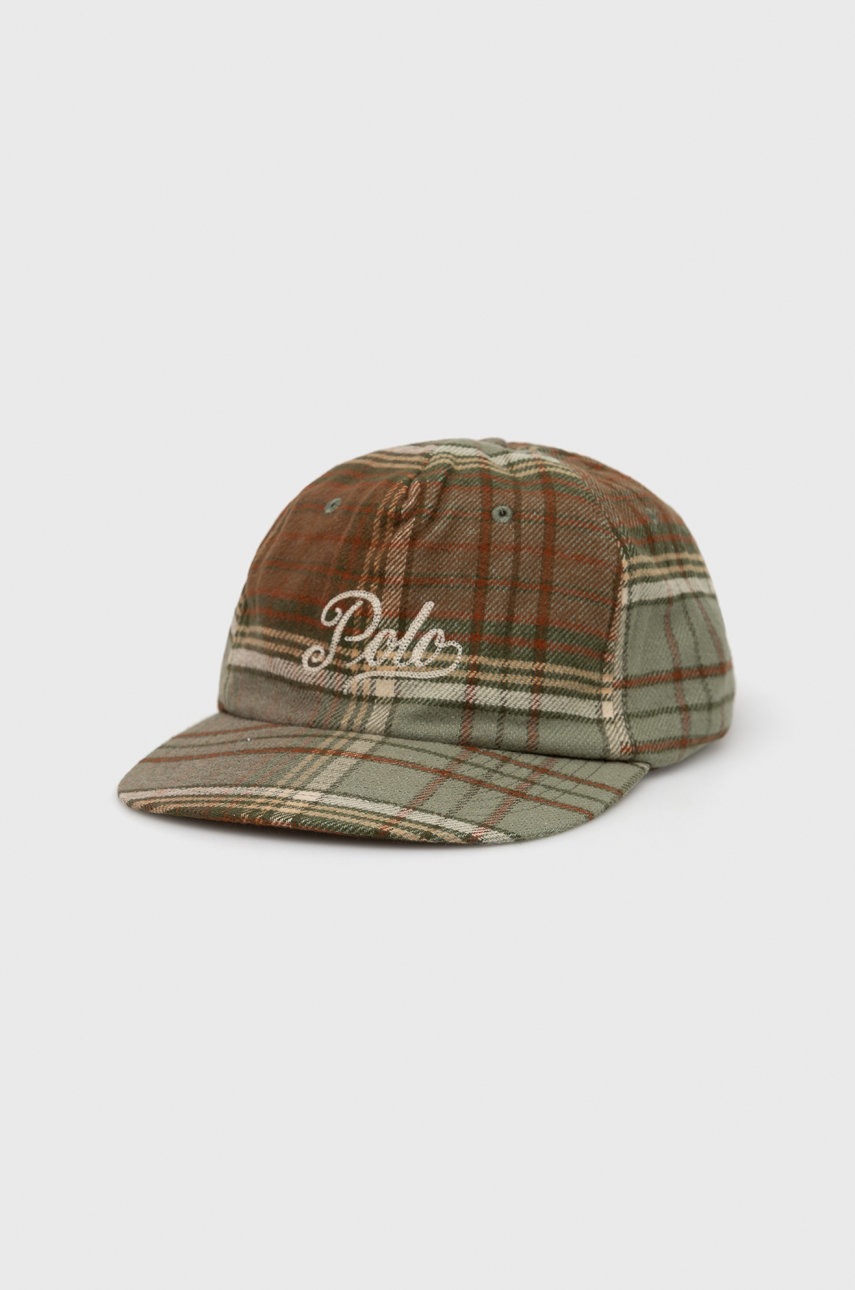 

Памучна шапка с козирка Polo Ralph Lauren в зелено с десен, Зелен