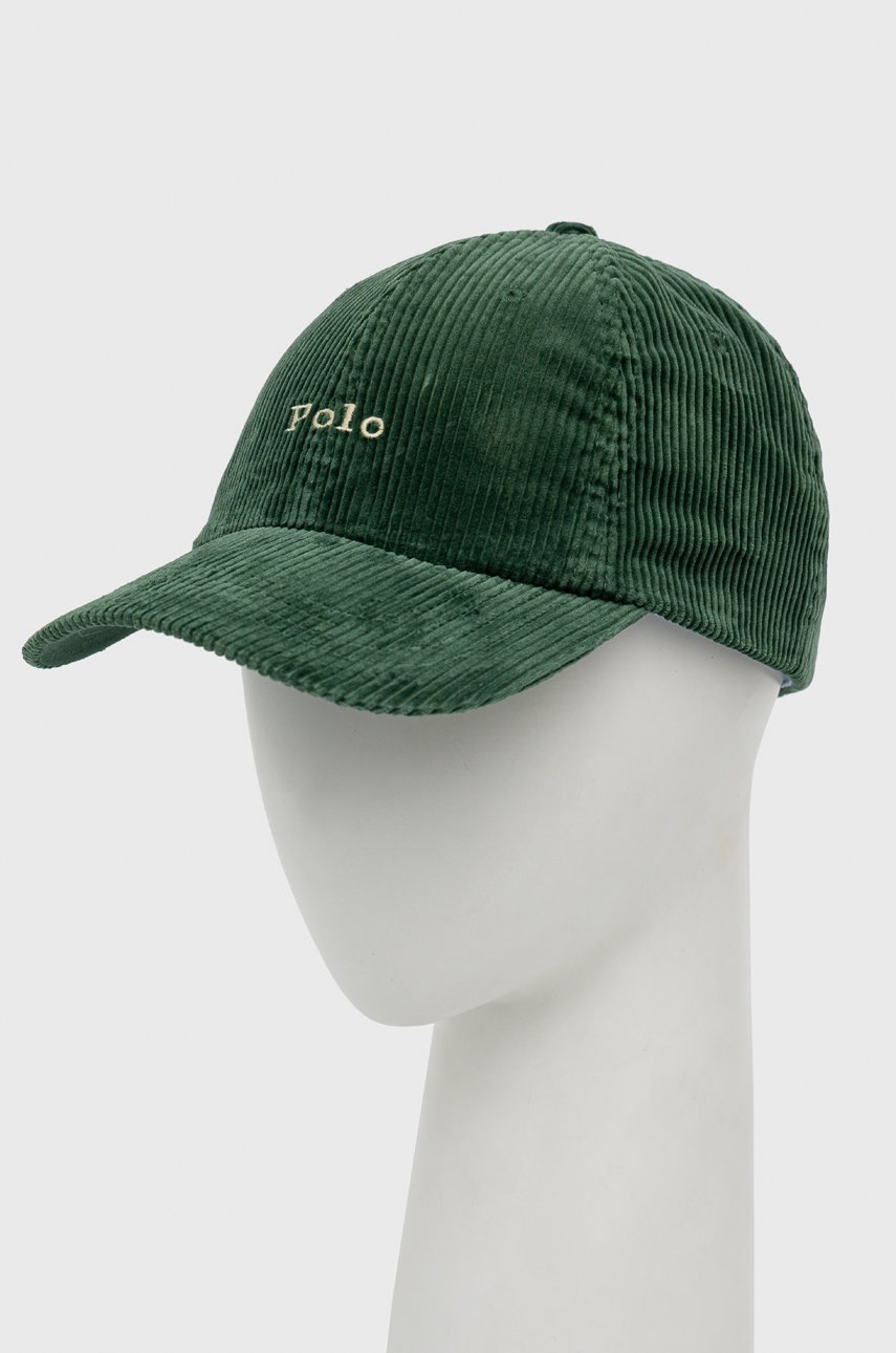 

Джинсова шапка с козирка Polo Ralph Lauren в зелено с изчистен дизайн, Зелен