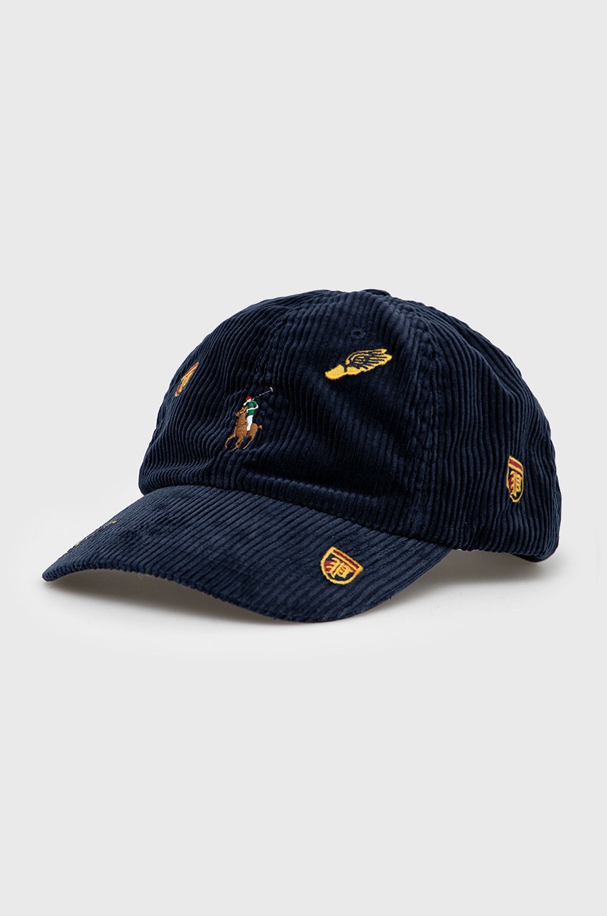 

Памучна шапка с козирка Polo Ralph Lauren в тъмносиньо с апликация, Тъмносин