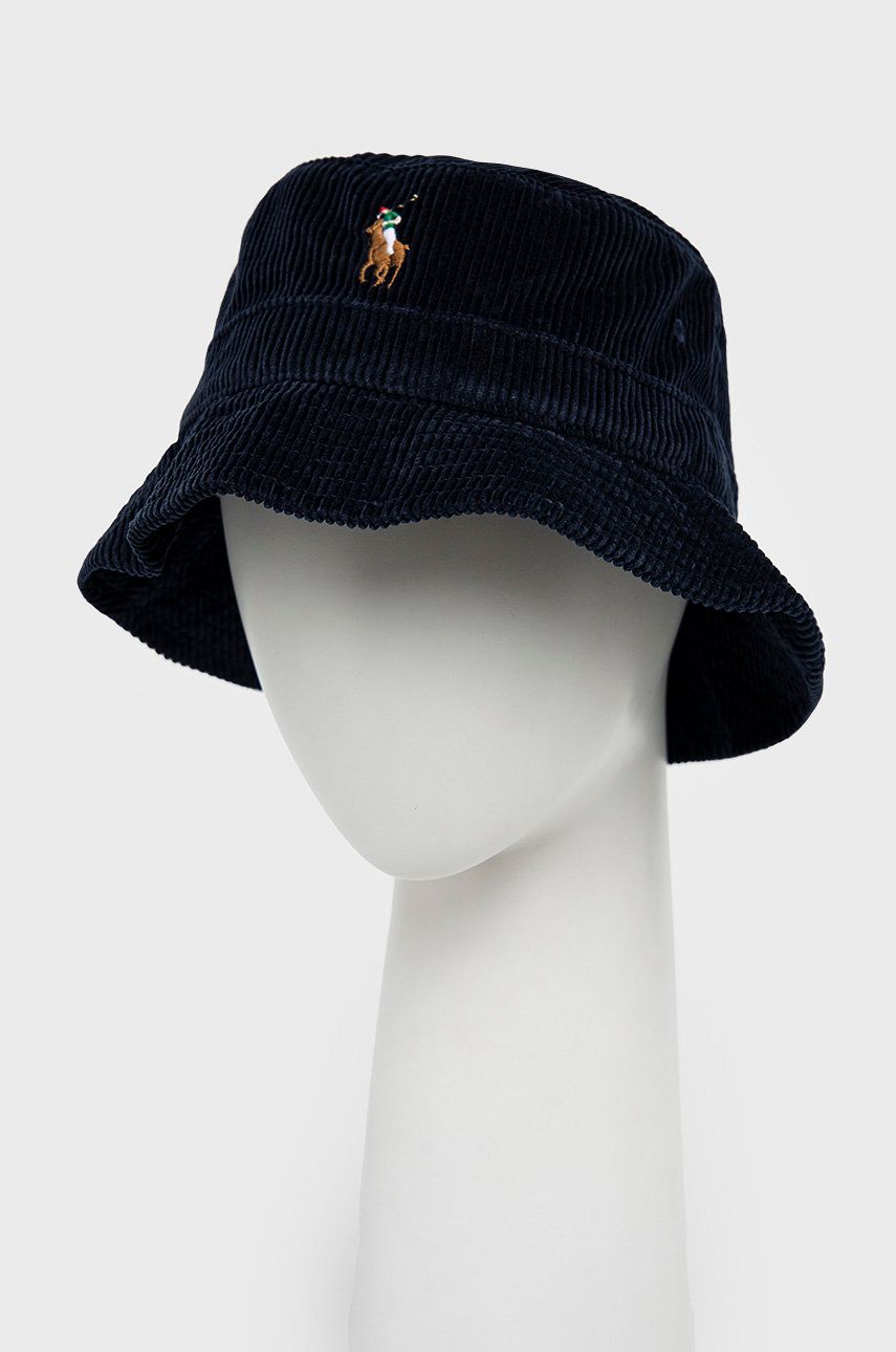 Polo Ralph Lauren kapelusz sztruksowy kolor granatowy bawełniany