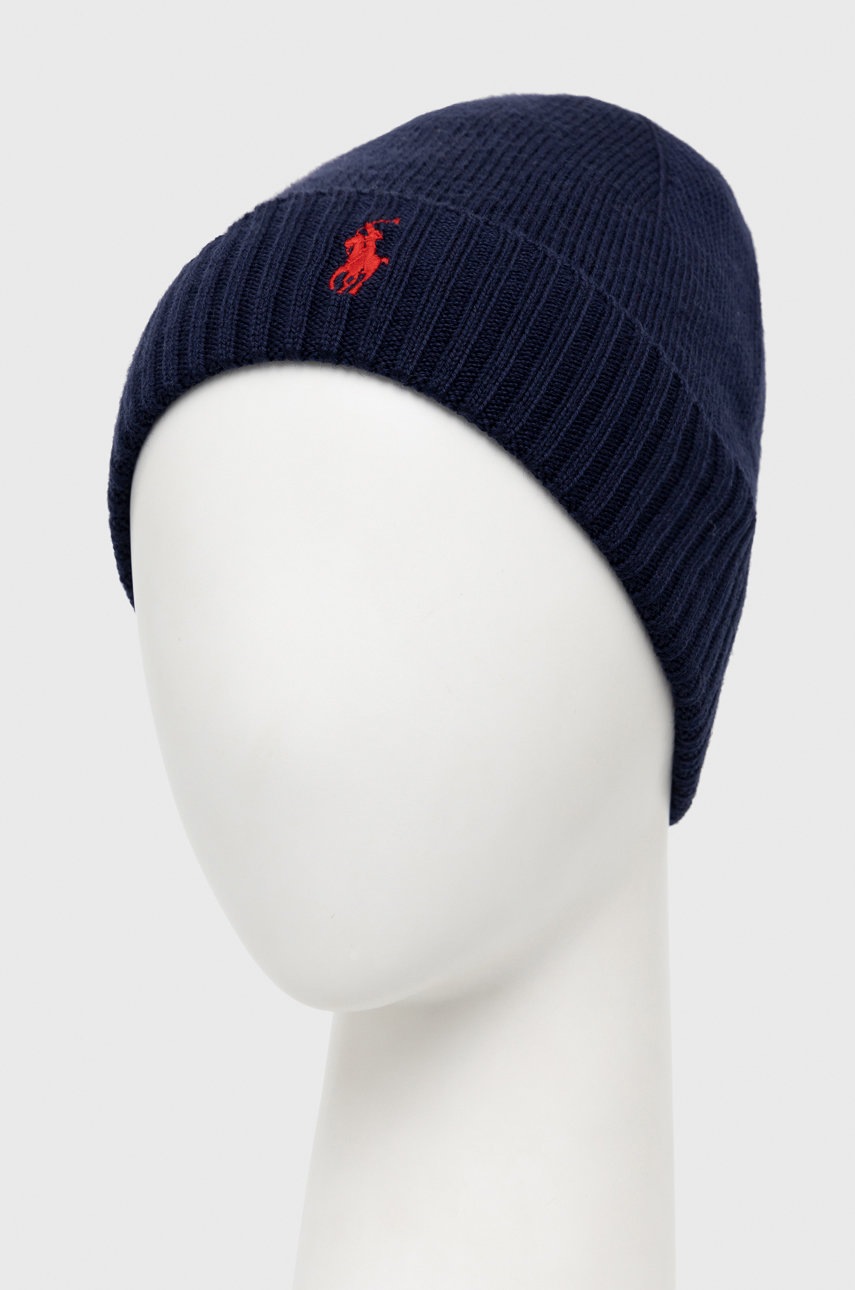 

Вовняна шапка Polo Ralph Lauren з тонкого трикотажу вовна