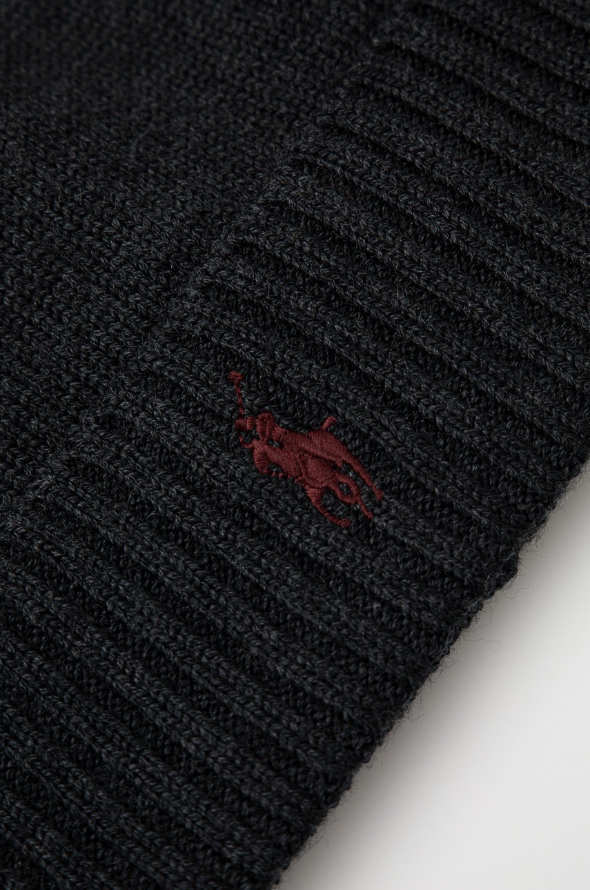 

Вовняна шапка Polo Ralph Lauren колір сірий з тонкого трикотажу вовна