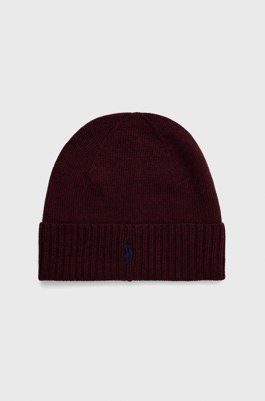

Вълнена шапка Polo Ralph Lauren в бордо с фина плетка от вълна