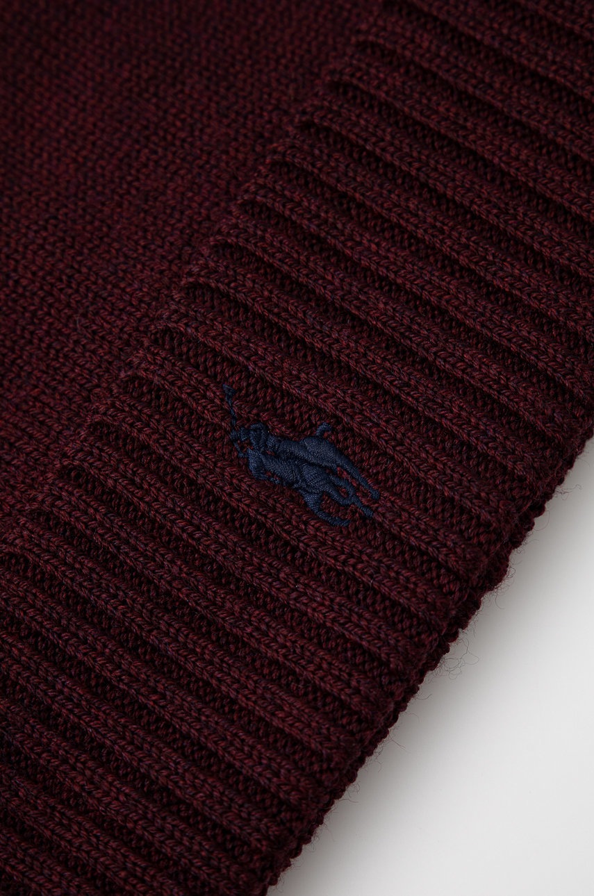

Шерстяная шапка Polo Ralph Lauren цвет бордовый из тонкого трикотажа шерсть