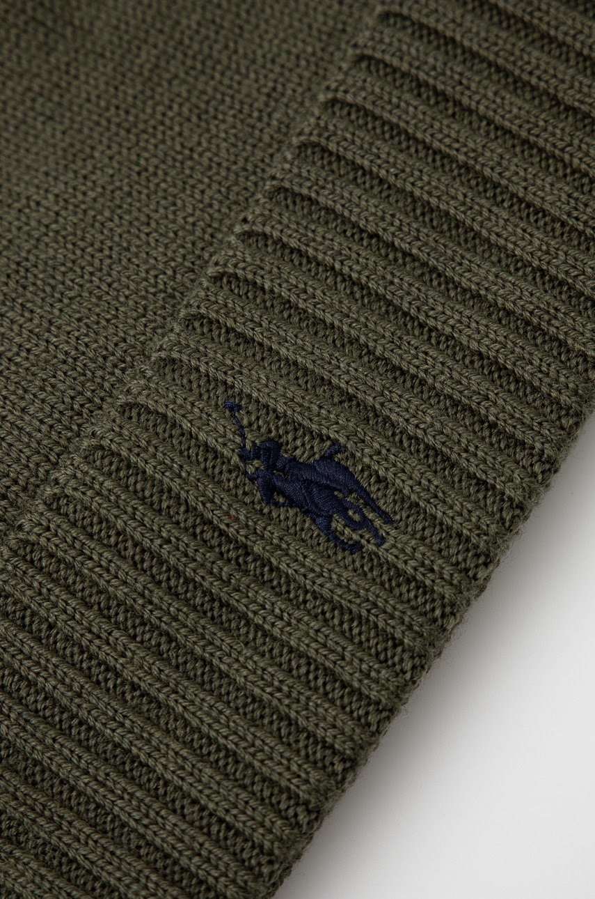 

Шерстяная шапка Polo Ralph Lauren цвет зелёный из тонкого трикотажа шерсть