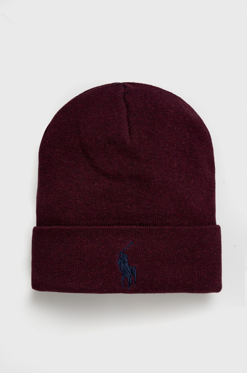 

Памучна шапка Polo Ralph Lauren в бордо от памук