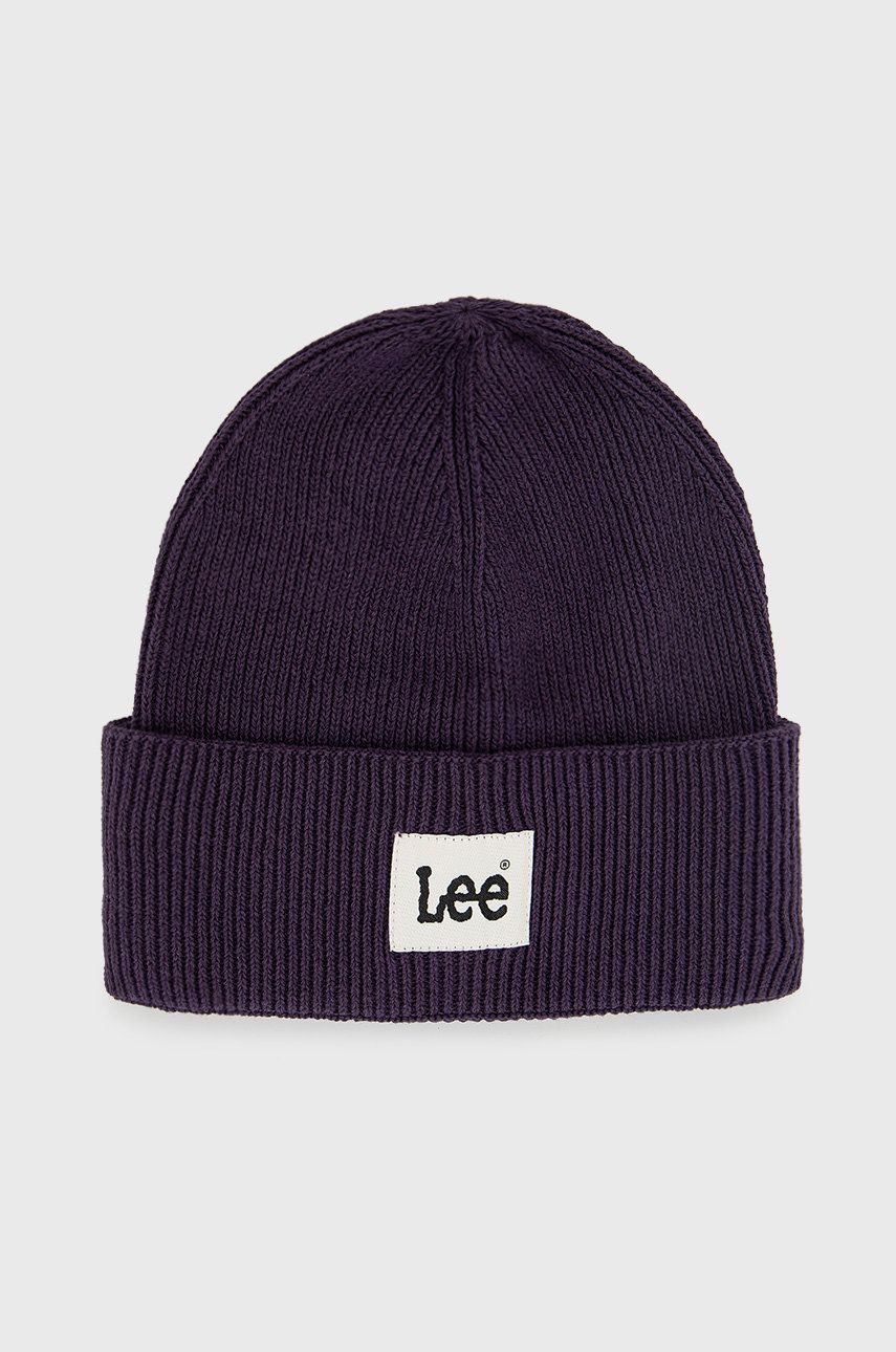 Lee czapka bawełniana kolor fioletowy z cienkiej dzianiny bawełniana