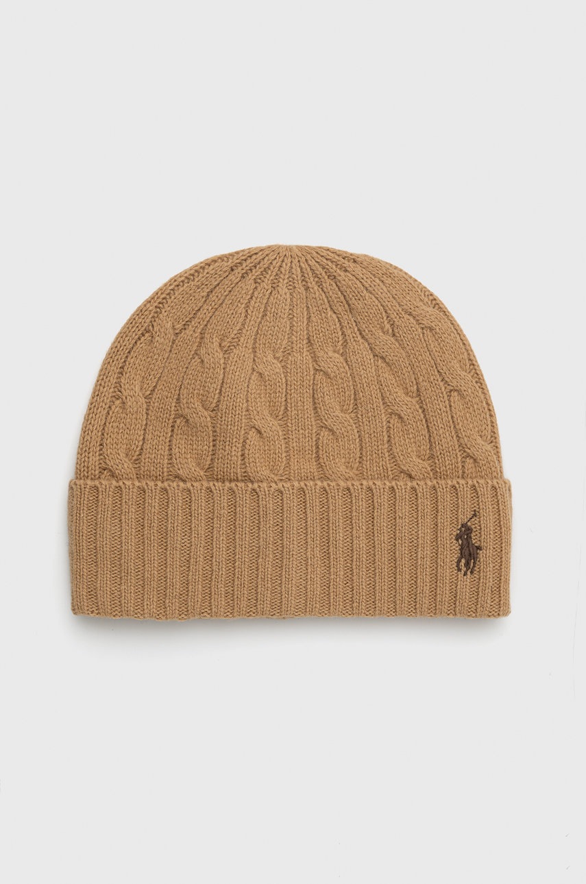 

Шерстяная шапка Polo Ralph Lauren цвет коричневый шерсть