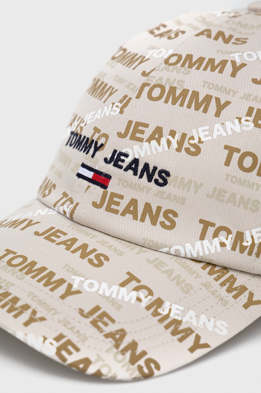 

Бавовняна кепка Tommy Jeans колір бежевий з аплікацією