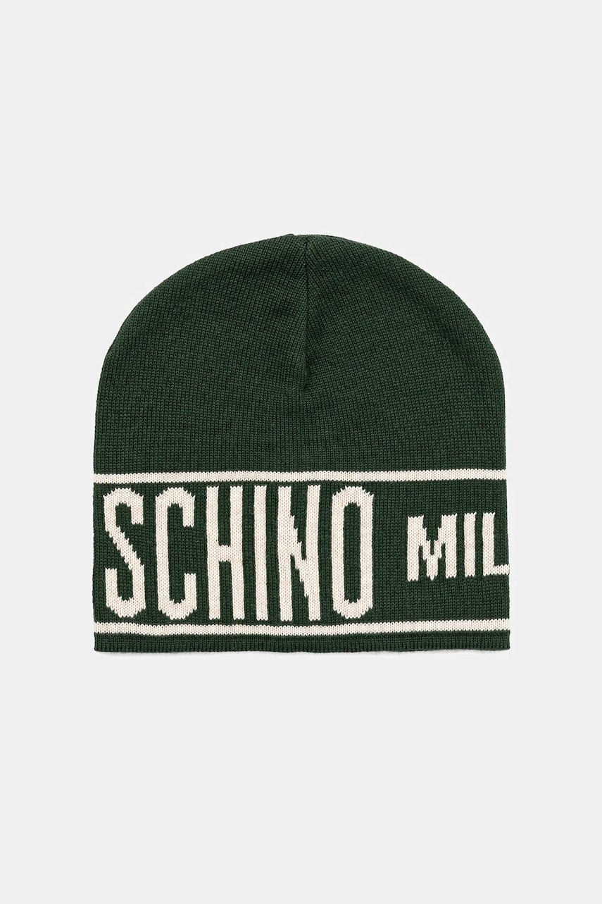 Levně Čepice s vlnou Moschino zelená barva, z tenké pleteniny, M5633 60081