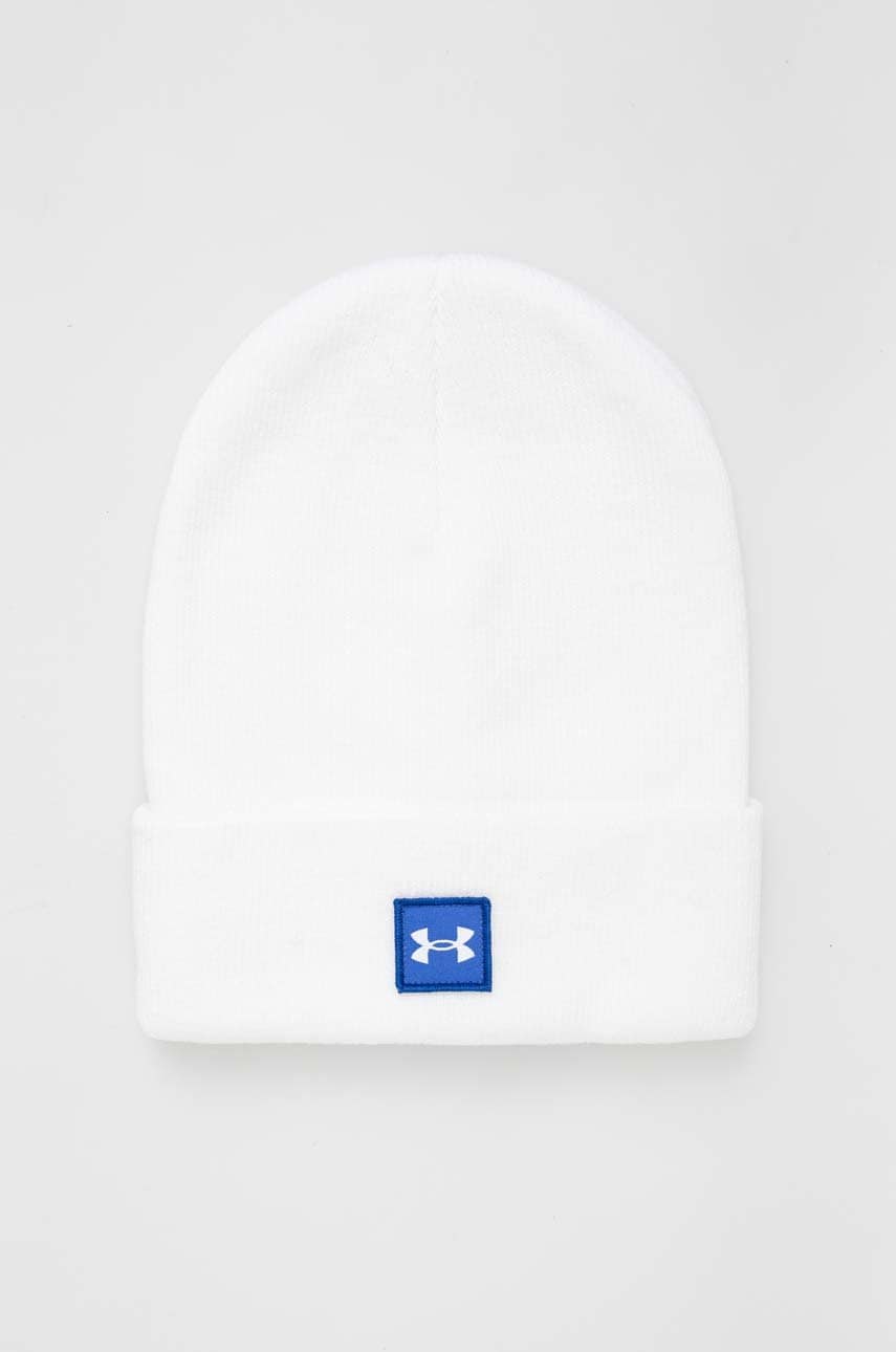 Under Armour caciula culoarea alb, din tricot gros