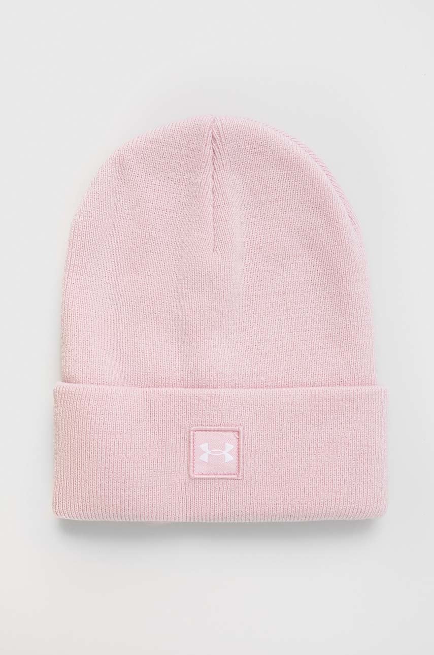 Under Armour caciula culoarea roz, din tricot gros