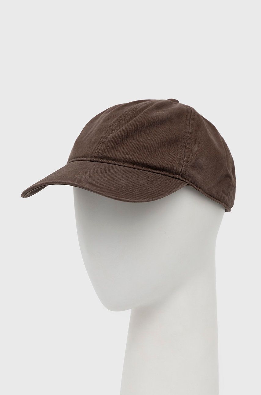 Abercrombie & Fitch șapcă de baseball din bumbac culoarea maro, neted