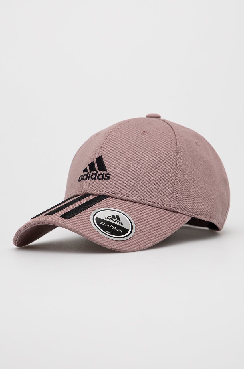 adidas Performance czapka z daszkiem 3-Stripes kolor fioletowy z aplikacją