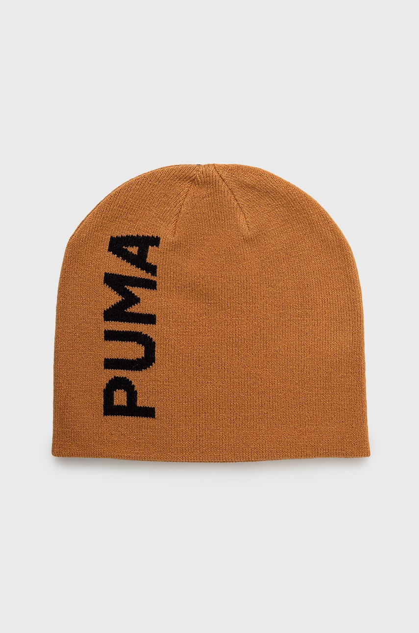 

Шапка Puma в жълто с фина плетка, Кафяв