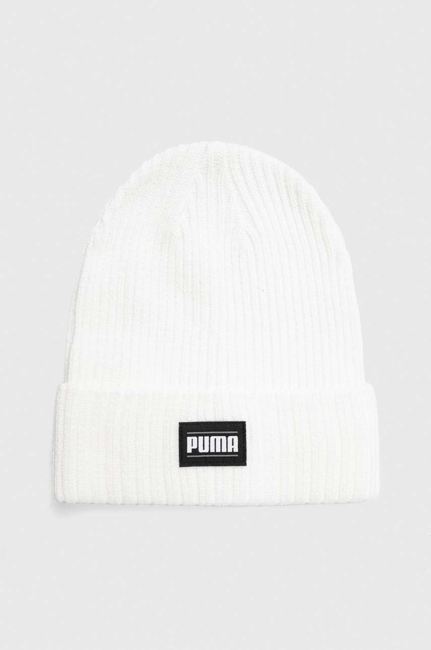 

Шапка Puma в бяло с фина плетка, Бял