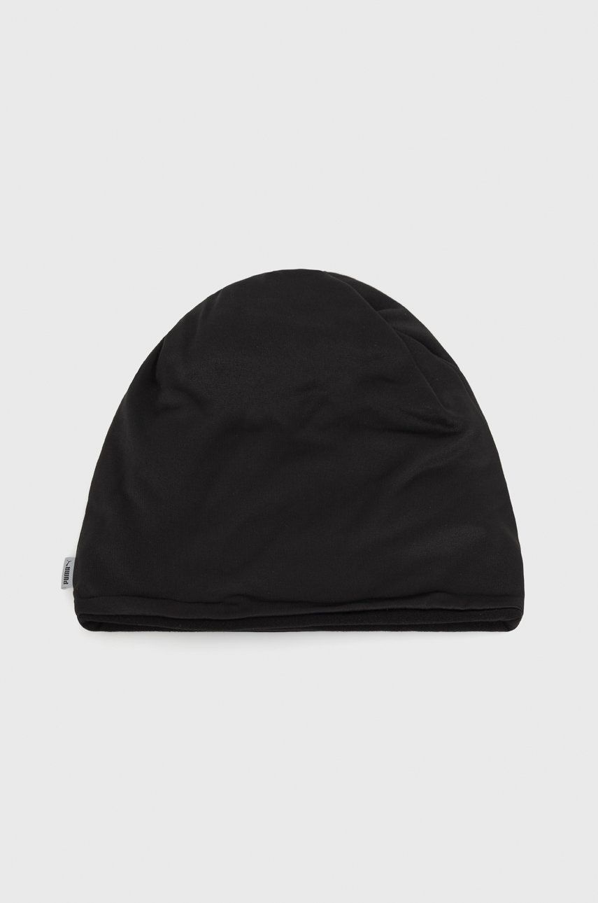 Čepice Puma černá barva, z tenké pleteniny - černá -  94% Polyester