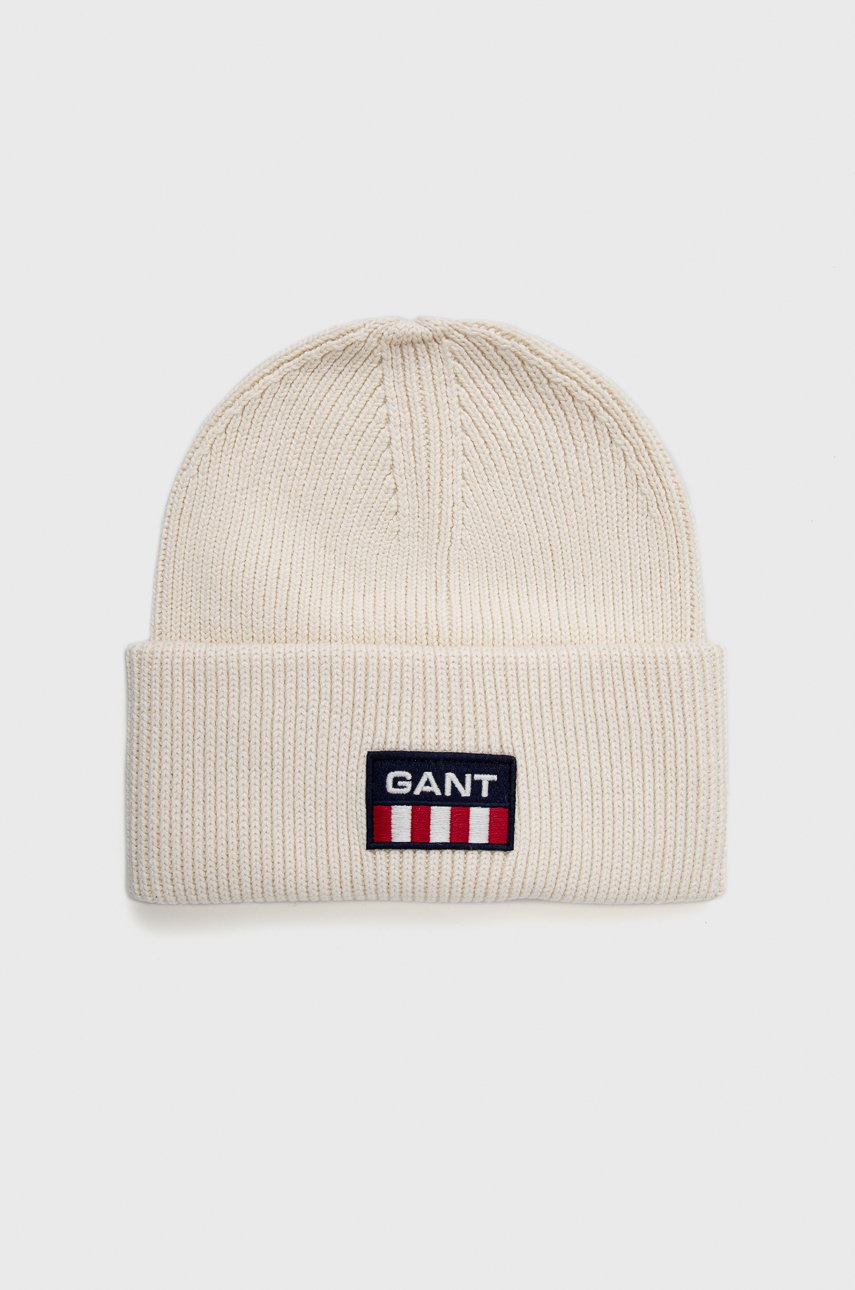 

Шапка с вълна Gant в бежово от плътен трикотаж, Бежов