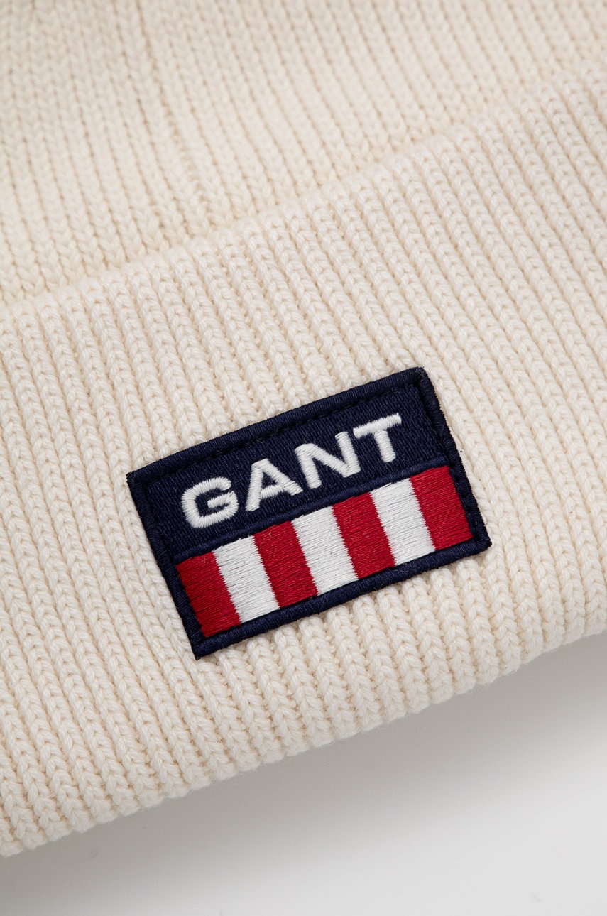 

Шапка с примесью шерсти Gant цвет бежевый из толстого трикотажа