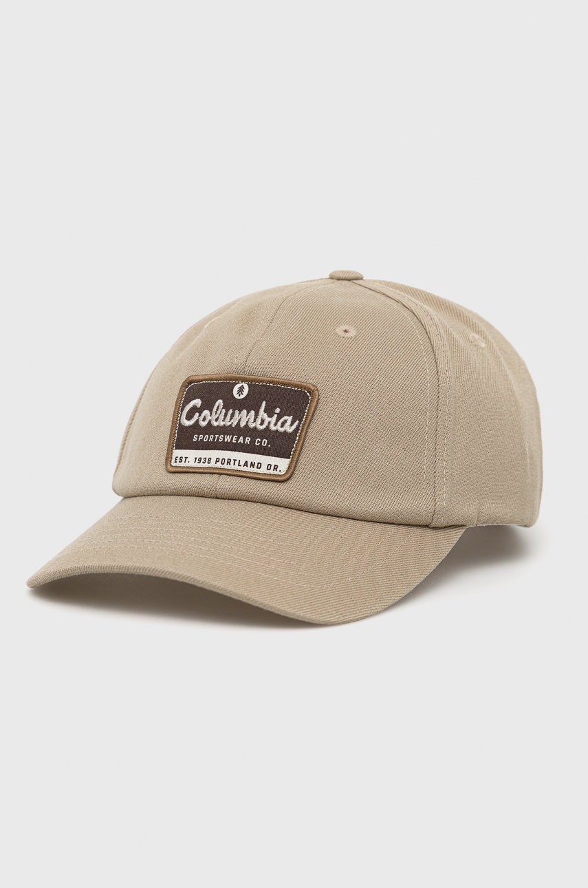 

Шапка с козирка с вълна Columbia в бежово с апликация, Бежов