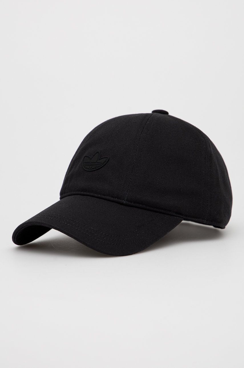 Adidas Originals czapka bawełniana kolor czarny gładka