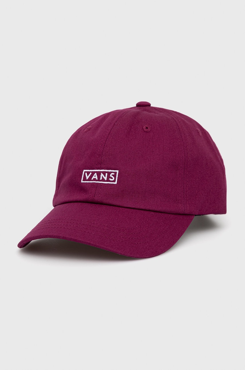 

Памучна шапка Vans в лилаво с апликация, Виолетов