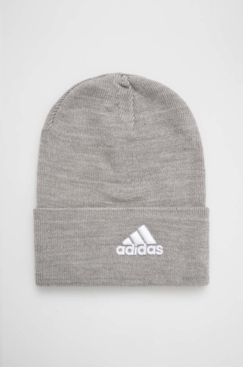 Adidas caciula culoarea gri, din tricot gros
